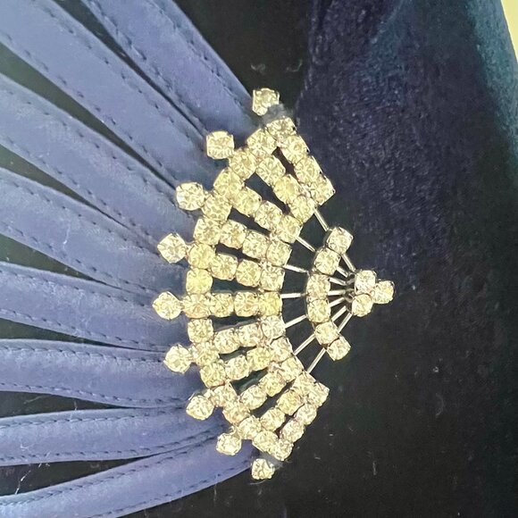 Tadashi Shoji Formal Velvet Dress Rhinestone Ribbon Maxi Evening Gown Homecoming - Picture 3 of 10